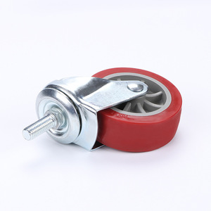3 Inch Pu Swivel Caster Wheel Screw Rod Type <b>Maroon</b> Firm Wear Resistance 2.0 Mm <b>Top</b> Plate - Product Image 3