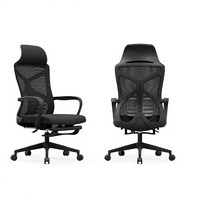 Chaise de bureau ergonomique moderne pivotante avec repose-pieds, support lombaire inclinable, appui-tête réglable, en maille de nylon de luxe
