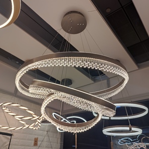 Phong cách mới 80 + 60 + 40 Trần Thanh lịch trong Nhà Vòng Led vòng tròn đèn chùm hiện đại nhôm ánh sáng mặt dây chuyền - Product Image 1