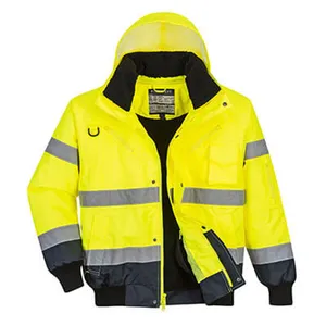 wholesaler windproof factory professional work clothes Utility wholesale reflective jacket HI-VIS 3-in-1 Contrast Bomber Jacket