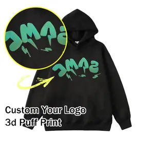 Manufacturer Custom Logo Unisex Streetwear 100% Cotton Heavyweight Pullover Blank Oversized Screen 3D Puff Print Cropped Hoodie