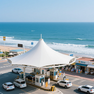 Chất lượng cao tùy chỉnh thân thiện với môi chống cháy pvdf/<span class=keywords><strong>PTFE</strong></span> sân vận động độ bền kéo màng cho nhà để xe đổ công viên khách sạn trạm thu phí mái - Product Image 2