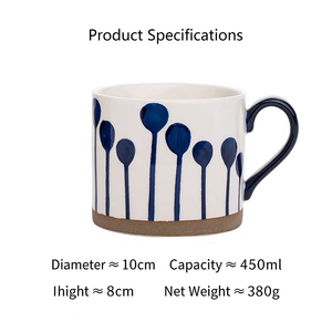 Nordic Porcelain Coffee Mug Ceramic <b>Cup</b> Blue Pattern Handle <b>Cup</b> for Home Office Gift - Product Image 6