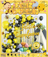 Abeille thème Latex couleur ballon ensembles jaune or noir guirlande arc Kit espagnol fête d'anniversaire décorations fournitures