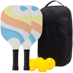 Palas de pickleball de madera de álamo de 1 cm de grosor, antideslizantes, con bolsa de transporte para entretenimiento en la playa - Product Image 1