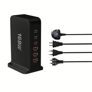 US EU AU UK <b>Plug</b> 168W GaN Fast Charger 3 USB 3 Type C Desktop Charging Station 3A+3C Power <b>Adapter</b> for Tablet Laptop Phone - Product Image 1