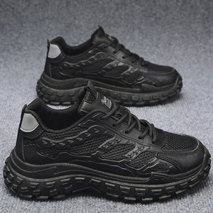 Zapatos de protección laboral para hombre, transpirables, resistentes, con suela de goma antideslizante, estilo deportivo, zapatos de moda con aumento de altura. - Product Image 1