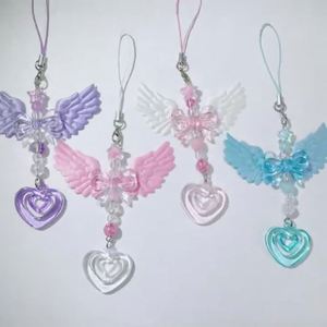 Lanière de téléphone portable rétro Y2K avec pendentif ailes et cœur, chaîne de téléphone mignonne en cristal énergétique pour filles - Product Image 6