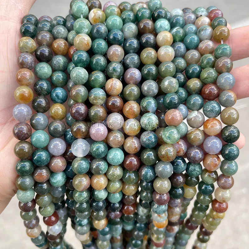JD Wholesale 4/6/8/10/12mm Smooth Loose Spacer Ocean Beads Natural Round Common India Agate Beads For Jewelry Making