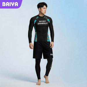 ชุดว่ายน้ำชาย Baiya แขนยาว ป้องกันรังสียูวี พร้อมกางเกงขาสั้น สำหรับว่ายน้ำและกีฬาทางน้ำ - Product Image 1