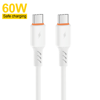 Câble de données USB-C vers USB-C en silicone ASPOR AC-60 60W, charge rapide et transfert 480 Mbps, silicone souple et élastique pour téléphones