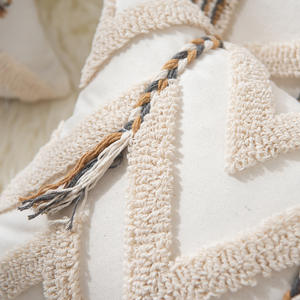 Funda De Almohada Bohemia geométrica con mechones de 18x18 pulgadas decorativa moderna, funda de algodón <span class=keywords><strong>Ramio</strong></span> - Product Image 6