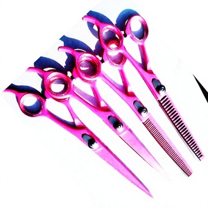 ASAP Ciseaux à cheveux écologiques rose poudré à manche long pour droitiers, ciseaux de toilettage et d'éclaircissement à lames convexes - Product Image 1