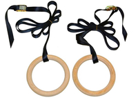 Gymnastic Wooden Gym Rings for Gym with Adjustable Strap and Non-slip Belt