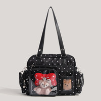Sac mini en polyester noir pour femme, style japonais-coréen, mode niche, minimaliste, à motif étoiles, à porter à l'épaule