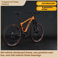 Vélo de montagne à suspension intégrale de 26 pouces pour adultes Cadre en acier 24 vitesses Double frein à disque en alliage d'aluminium Pédale ordinaire-Usine