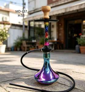 Rainbow Spiral Hookah Set 58cm Electroplated Aluminum Alloy Single Hose Shisha Narguile for <b>Bar</b> Lounge Travel - Product Image 5