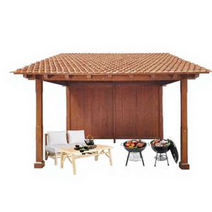 Gazebo en teck de conception indonésienne pour l'extérieur, pergola en bois avec auvent résistant aux intempéries, pavillon BBQ durable pour villa et jardin - Product Image 1