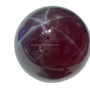 YZ atacado Ruby estrela azul de seis linhas redonda bola grande 1-4kg por contas Ruby estrela cabochão liso sintético corindo Blue Star Ruby