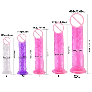 Realista Transparente Soft Silicone Dildos Tamanhos Diferentes Com Ventosas Sem Bolas Masturbação Feminina Wand