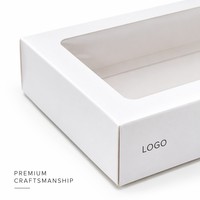 Caja de Papel Blanca con Ventana Impresa Personalizada, Caja de Regalo con Tapa Abatible y Ventana Transparente de PVC para Empacar Productos Hechos a Mano Pequeños