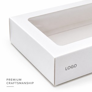 Boîte en papier blanc personnalisée avec fenêtre, boîte cadeau à couvercle transparent en PVC pour l'emballage de petits produits faits main - Product Image 2