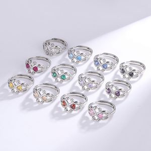 Anillo Antiestrés Giratorio con Cuentas Coloridas para Mujeres y Niñas, Joyería Antiestrés, Anillo Abierto con Piedra Zodiacal - Product Image 3