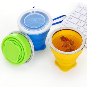 Gobelet de voyage pliable en silicone réutilisable avec couvercle, ensemble de gobelets de sport en silicone de poche pour le camping en plein air - Product Image 5