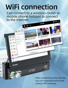 Android13 CarPlay วิทยุในรถยนต์1din 7 ''เครื่องเล่นวิดีโอมัลติมีเดียหน้าจอ HD แบบพับเก็บได้เครื่องเสียงระบบนำทาง <span class=keywords><strong>GPS</strong></span> สเตอริโอ9710-J นำทาง - Product Image 2