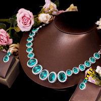 Ensemble de bijoux de luxe en zircone cubique CZ vert plaqué or riche soirée de mariage bijoux de mariée-pour cadeaux et occasions