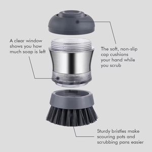 House Cleaning Palm <b>Brush</b> Stainless Steel Kitchen Soap Dispensing Dish Scrubber Cleaning <b>Brush</b> - Product Image 3