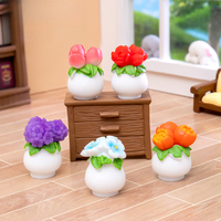 Pot Bunga Mini Patung Resin Simulasi Tanaman Pot Hias untuk Lanskap Mikro dan Dekorasi Rumah Boneka