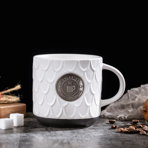 Biểu tượng tùy chỉnh Tea Cup Set 14 oz khắc du lịch Latte khắc laser Ottoman cà phê Mug gốm - Product Image 2