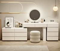 Coiffeuse de luxe sélectionnée en bois massif, style crème, avec armoire intégrée – Nouveau style 2025, pour chambre à coucher, de luxe haut de gamme