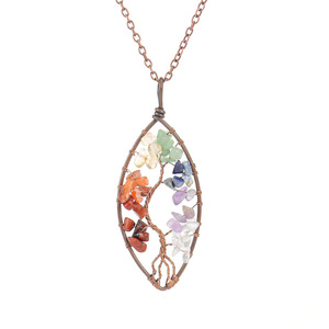 Collana con foglia di albero della fortuna in ghiaia naturale avvolta a mano con valenza differenziale Temu N03 - Product Image 6