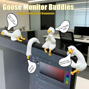 Mini figurine <span class=keywords><strong>d</strong></span>'oie mignonne, ornement pour écran <span class=keywords><strong>d</strong></span>'ordinateur, <span class=keywords><strong>d</strong></span>écoration de voiture, accessoire de <span class=keywords><strong>d</strong></span>écoration pour cadre photo de bureau, figurine cadeau - Product Image 1