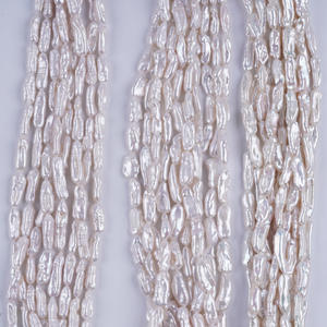Natural 7-9mm Freshwater White Baroque <b>Pearl</b> Long Straight Hole Pipa DIY Bead <b>Loose</b> Semi-Finished Necklace - Product Image 1