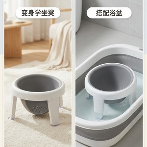 Baby Bath <b>Stool</b> With Reclining Design For 0-12 Months Gray Blue <b>Pink</b> Color Multifunctional Toilet Seat Chair - Product Image 4