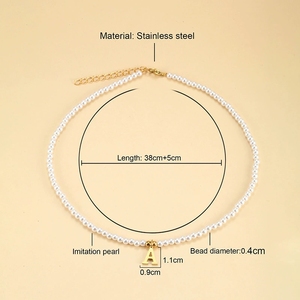 Collar de Moda con Cuentas y 26 Letras, Chapado en Oro de 18K, Cadena para Clavícula para Mujer, N241142 - Product Image 4