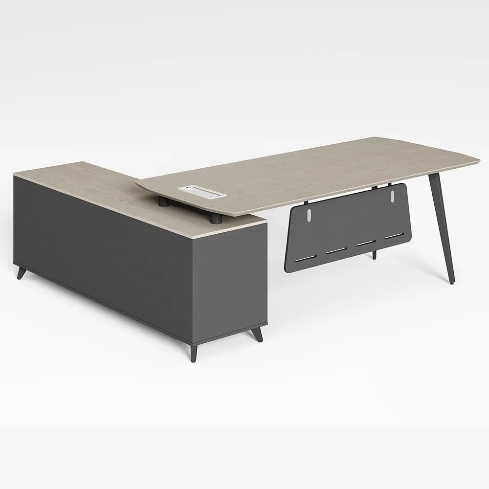 Escritorio Elegante Modern Executive L-Form Desktop-Computer Metall Bein Tisch Kleiner Home Office Schreibtisch mit Lagerung