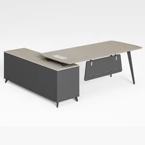 Escritorio Elegante Modern Executive L-Form Desktop-Computer Metall Bein Tisch Kleiner Home Office Schreibtisch mit Lagerung