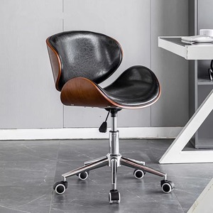 Chaise de bureau ergonomique moderne en cuir avec cadre métallique, dossier pivotant, hauteur réglable pour la maison, l'étude, le travail, les conférences - Product Image 1