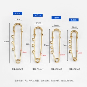 ステンレス製ニッケルメッキ銀色金属製大型安全ピン - Product Image 3