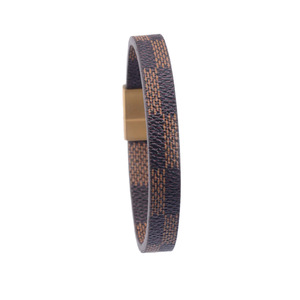 Checkered <b>Leather</b> <b>Bracelet</b> Magnetic Clasp 7.5 8.5 9 Inches Geometric Pattern Fashion Cuff Jewelry For Men Women - Product Image 4