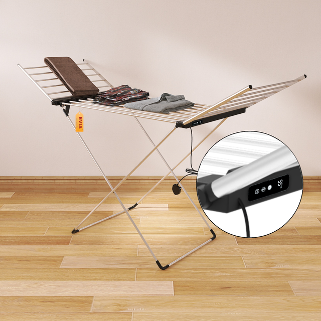 EVIA Indoor Portable Heated Clothes Drying Rack With Timer & Thermostat
