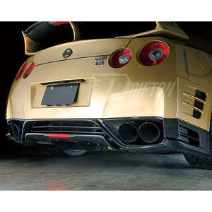 New Drifton TS V2 Style Carbon Fiber 3K/6K/12K Weave Glossy/Matte <b>LED</b> Brake Light Bumper Rear <b>Diffuser</b> for GTR R35 - Product Image 2