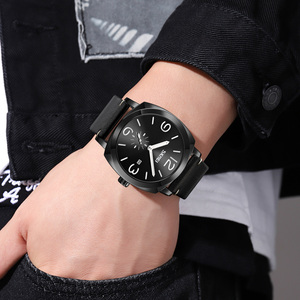 Reloj cronógrafo redondo para hombre, correa de cuero de lujo, reloj de cuarzo resistente al agua 30M - Product Image 1