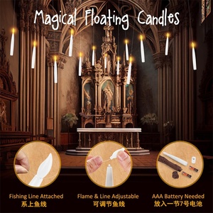 <span class=keywords><strong>Bougie</strong></span> à LED suspendue magique flottante sans flamme à piles avec baguette à distance Halloween Décoration de fête de mariage de Noël - Product Image 3