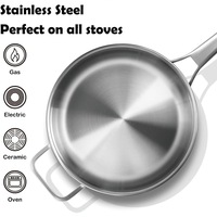 Poêle à frire en acier inoxydable SS304, batterie de cuisine avec couvercle en verre, compatible induction, pour usage professionnel en cuisine d'hôtel – Vente directe usine