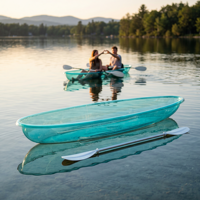 Kayak transparent en PC cyan de 3 m, canoë transparent pour 2 personnes, bateau romantique pour couples, idéal pour les centres de villégiature, vente en gros pour les agences de voyage